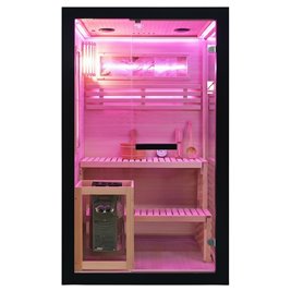 Sauna fińska 2 osobowa wysokotemperaturowa 3,5KW piec Harvia 120x120 cm FORSA1-BL