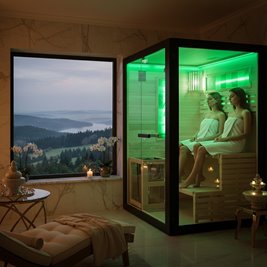 Sauna fińska 2 osobowa wysokotemperaturowa 3,5KW piec Harvia 120x120 cm FORSA1-BL zdjęcie 14