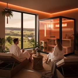 Sauna fińska 2 osobowa wysokotemperaturowa 4,5KW piec Harvia 150x140 cm FORSA2-BL zdjęcie 2