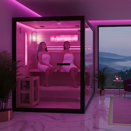 Sauna fińska 2 osobowa wysokotemperaturowa 4,5KW piec Harvia 150x140 cm FORSA2-BL zdjęcie 4