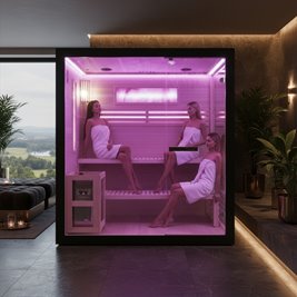 Sauna fińska 4 osobowa wysokotemperaturowa 6 KW piec Harvia 180x160 cm FORSA3-BL zdjęcie 12