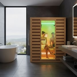 Sauna na podczerwień infrared sucha 4-osobowa 153x110 cm Tromso-3 230V zdjęcie 9