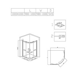 Kabina prysznicowa półokrągła 100x100 drzwi rozsuwane KZ101C