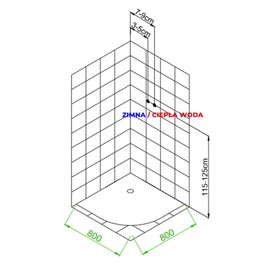Kabina prysznicowa półokrągła zabudowana 80x80 Puerto