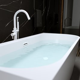 Wanna przyścienna biały przelew oraz korek narożna lewa 150 cm Mera Hydrosan