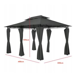 Pawilon ogrodowy KING 400x300 cm z moskitierą czarny