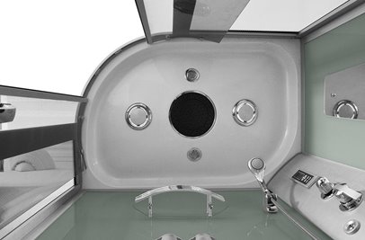 Kabina prysznicowa z hydromasażem na niskim brodziku białe ścianki 120x85 lewa MO-18218