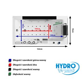 Wanna z hydromasażem prostokątna 162x75 cm Gomera 938C Hydrosan