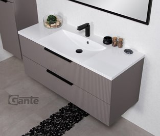 Szafka łazienkowa frezowana wisząca z umywalką 120 cm 46/2 Sydney kolor taupe