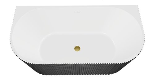 Leya B&W Besco czarno-biała wanna wolnostojąca 150 cm syfon złoty WASB-150-LZL