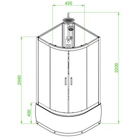 Kabina prysznicowa półokrągła zabudowana na wysokim brodziku 90x90 Nina