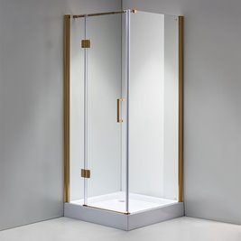 Złota kabina prysznicowa 90x90 kwadratowa drzwi uchylne KZ1390B