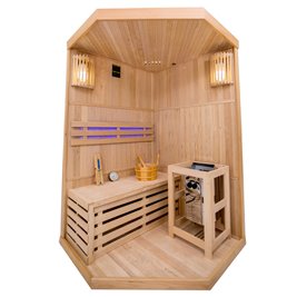 Sauna fińska 2-osobowa narożna 120x120 cm piec Harvia 3,5KW Bodo2