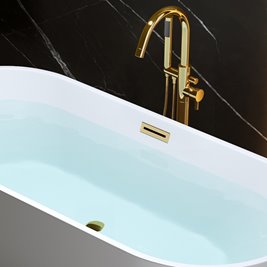 Wanna wolnostojąca biała przelew oraz korek złoty 170 cm Lizbona Hydrosan