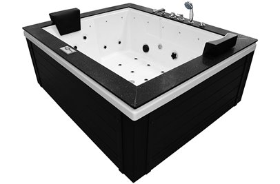 Czarna prostokątna wanna z hydromasażem 180x150 cm MUS-1089C