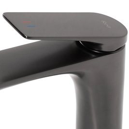 Grafitowa bateria umywalkowa niska Avalon Rea