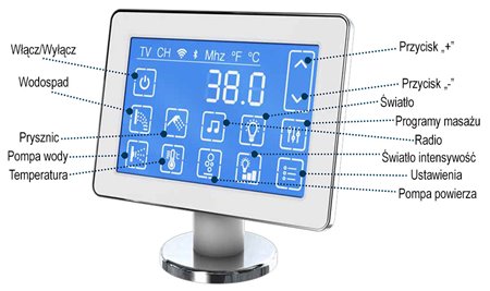 Wanna spa z hydromasażem narożna 150x150 cm MUE-0032A LEWA