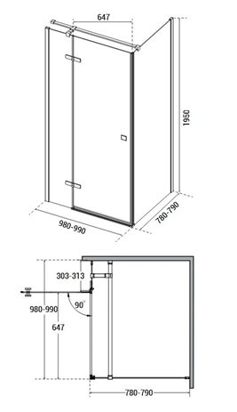Stal szczotkowana prostokątna kabina prysznicowa 100x80 lewa Pixa Besco PPL108-195GR zdjęcie 8