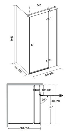 Stal szczotkowana prostokątna kabina prysznicowa 100x90 prawa Pixa Besco PPP109-195GR zdjęcie 8