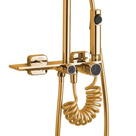 Złoty zestaw prysznicowy z wylewką Helix Rea Gold