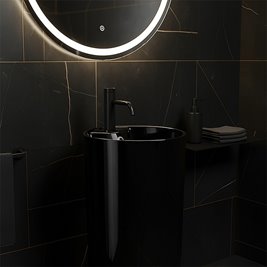 Umywalka wolnostojąca ceramiczna owalna czarny połysk 85x40 cm LINO-BL-400