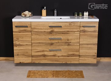 Szafka wisząca z umywalką kolor dąb naturalny 140 cm 140/39/C3 seria Fokus NE