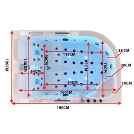 Wanna z hydromasażem asymetryczna Venezia 761 P 180x120