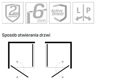 Kabina prysznicowa prostokątna 90x80 Superia New Trendy K-0799