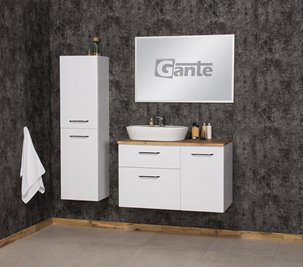 Szafka łazienkowa wisząca z umywalką nablatową i koszem 100 cm SETTO MODULO kolor biały połysk