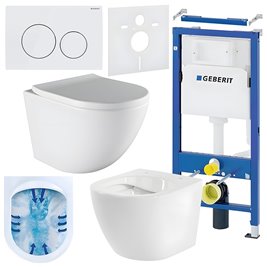 Zestaw podtynkowy stelaż GEBERIT DUOFIX + miska PURO-WH-02 + przycisk DELTA 20 biały