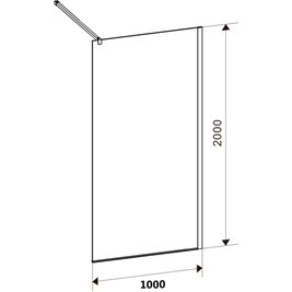 Czarna ścianka prysznicowa 100 cm SH05D szkło 8mm