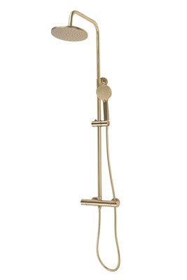 Złoty szczotkowany zestaw prysznicowy termostatem Parot Rea Gold Brush