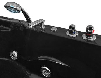 Czarna wanna z hydromasażem dwuosobowa Turbo+ 180x120 cm MO-1631B Prawa
