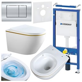 Zestaw podtynkowy stelaż GEBERIT DUOFIX + miska MIZU-WH-GL-TR-03 + przycisk DELTA 30 chrom