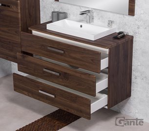 Szafka łazienkowa wisząca z umywalką nablatową 100 cm 39/3 Fokus kolor orzech