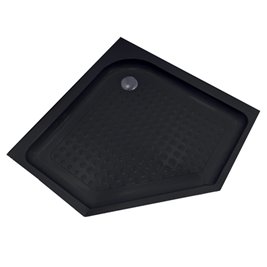 Czarny brodzik prysznicowy pięciokątny 80x80 SXL07A wysokość 15 cm