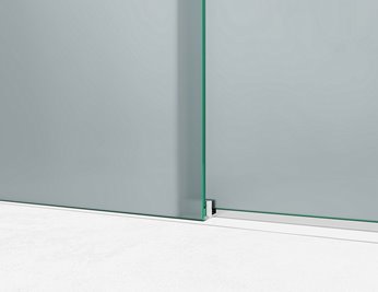 Drzwi prysznicowe rozsuwane prawe/lewe do wnęki 101-107 cm szkło 8mm mleczne profile chrom Swiss Liniger