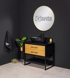 Szafka stojąca z czarną umywalką kolor czarno złoty loft 80 cm seria New York