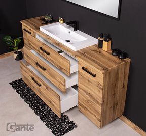 Szafka wisząca z umywalką nablatową 180 cm 39/3 kolor dąb naturalny seria Fokus Loft Gante