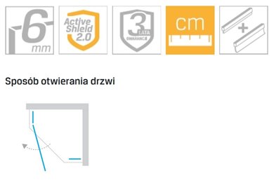 Kabina prysznicowa pięciokątna 90x90 lewa K-0337 New Azura New Trendy