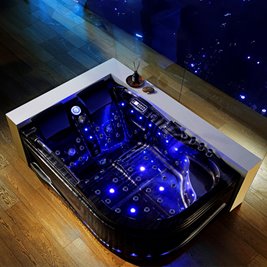 Czarna wanna z hydromasażem Venezia 761 Fala 180x120 lewa