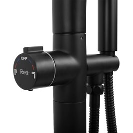 Czarna bateria wannowa wolnostojąca Clark Rea