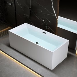 Wanna wolnostojąca prostokątna przelew i korek czarny 150 cm Santa Hydrosan