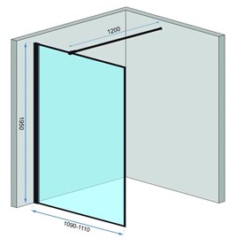 Ścianka prysznicowa 110 cm z czarnym profilem Bler Rea