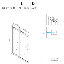 Czarne drzwi prysznicowe do wnęki 125-130 cm rozsuwane SH03EB szkło 8 mm
