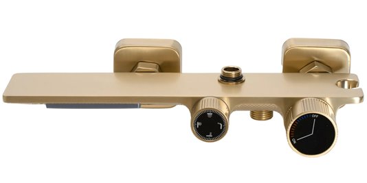 Złoty szczotkowany zestaw prysznicowy z wylewką Helix Rea Gold Brush