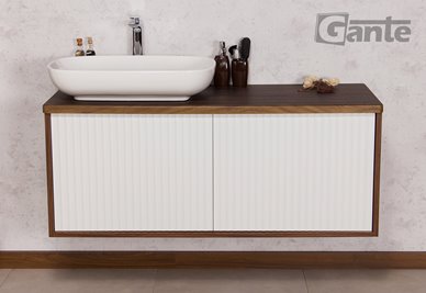 Szafka łazienkowa wisząca z umywalką dąb wenge/biały mat 120 cm Venus Gante