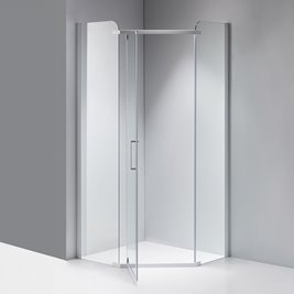Biała kabina prysznicowa pięciokątna 80x80 drzwi uchylne KZ91A