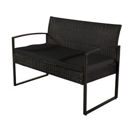 Zestaw mebli ogrodowych z technorattanu stół, sofa, krzesła dla 4 osób Atlas czarny