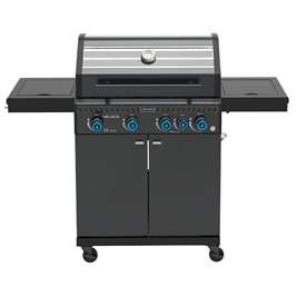 Grill gazowy ZEUS-C kolor czarny ruszt żeliwny moc 14,5 kW + pokrowiec + palnik boczny + LED